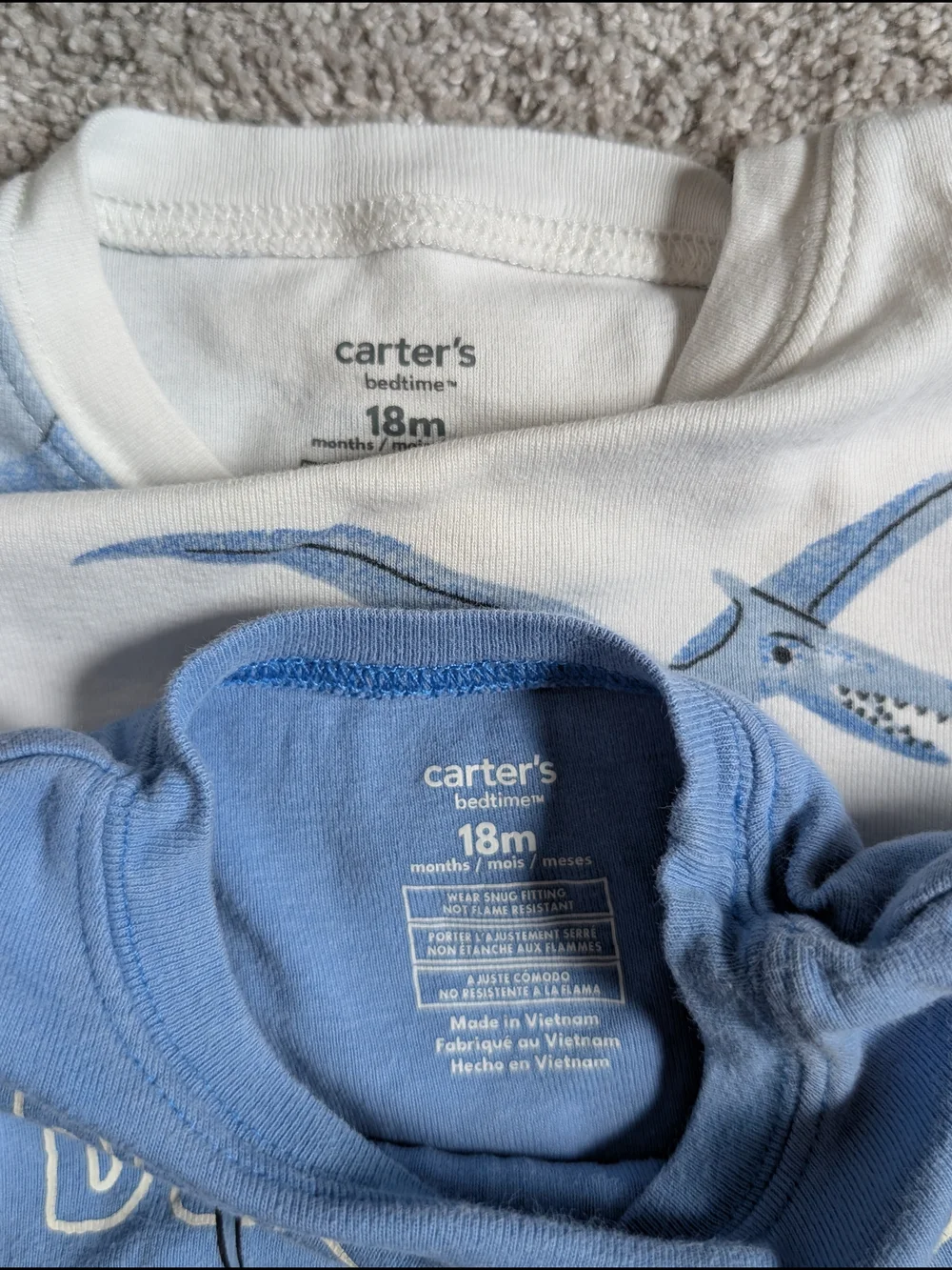 Carter's- 4 Piece Set- 2 Pajamas- 18 Months - Dinosaurs